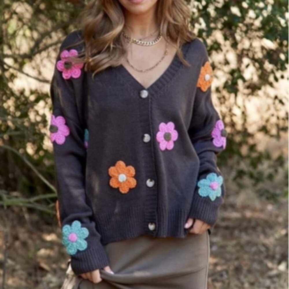 J.Nna Floral Embroidered Cardigan